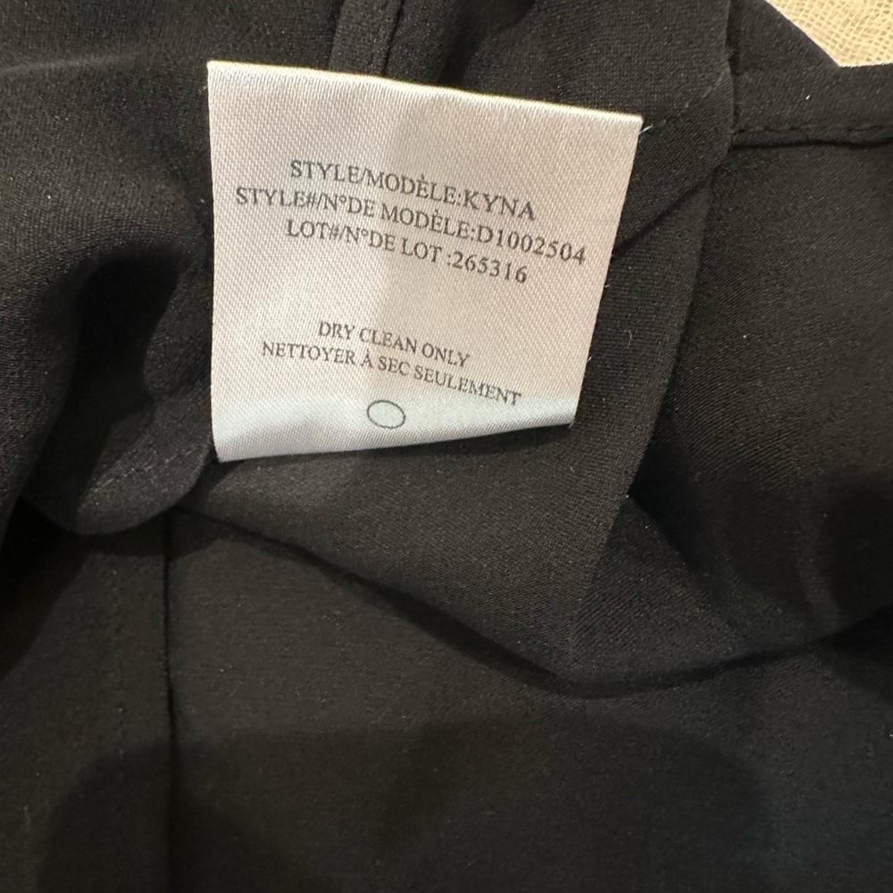 Theory Kyna Black Silk Long Sleeve Blouse with Leather trim and collar - Picture 4 of 5